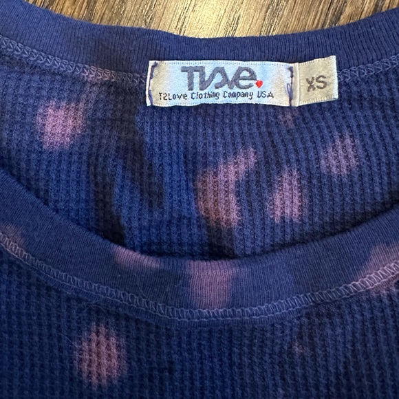 T2love navy long sleeve w/ bleach tie dye - Picture 2 of 2